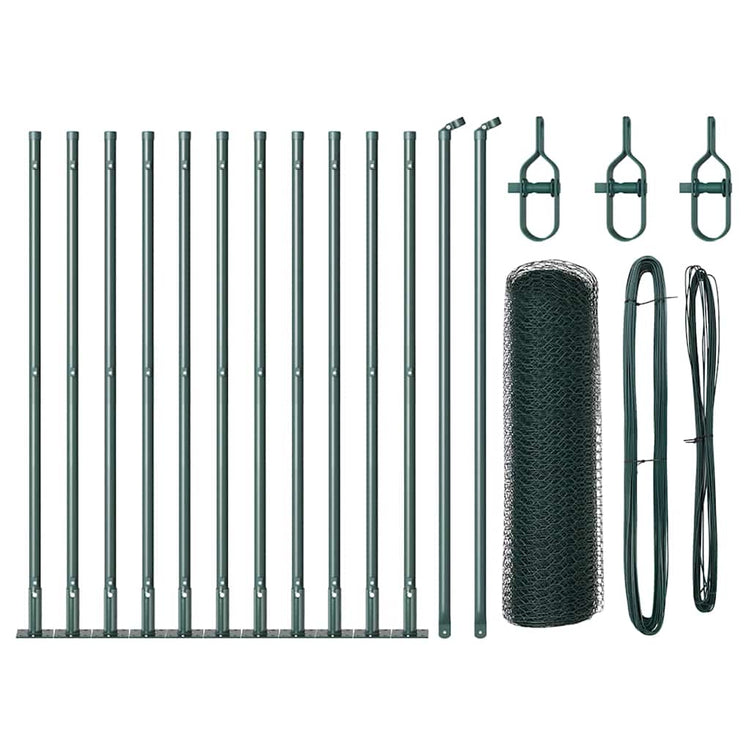 Poteau de clôture Vidaxl vert 25 x 0,4 m (maille 13 mm) acier et PVC