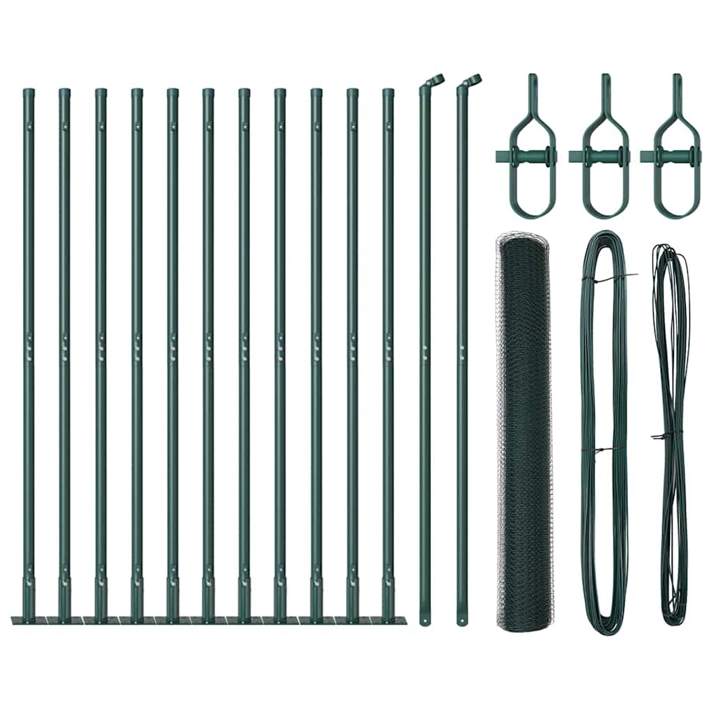 Poteau de clôture Vidaxl vert 25 x 0,8 m (maille 25 mm) acier et PVC