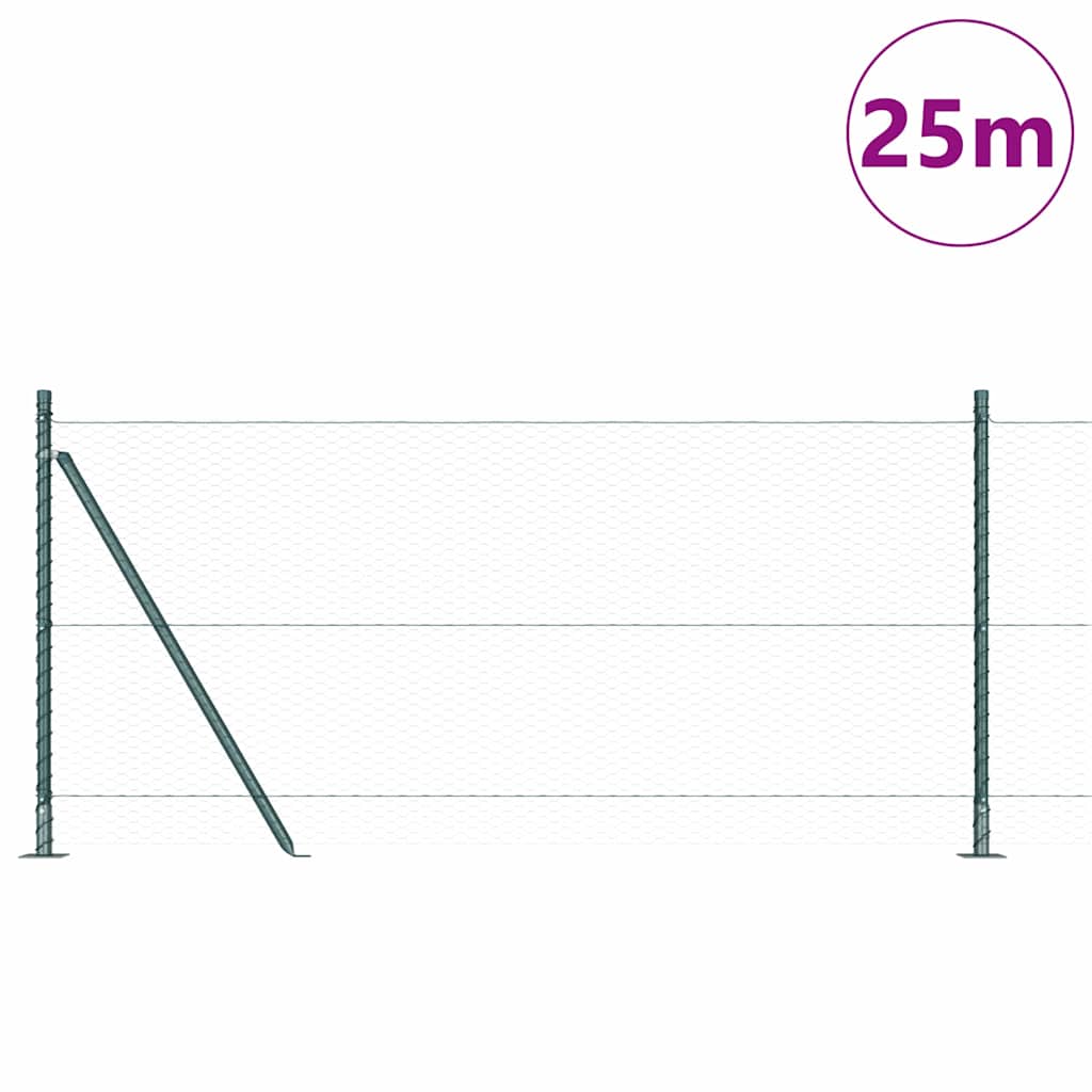 Poteau de clôture Vidaxl vert 25 x 0,8 m (maille 25 mm) acier et PVC