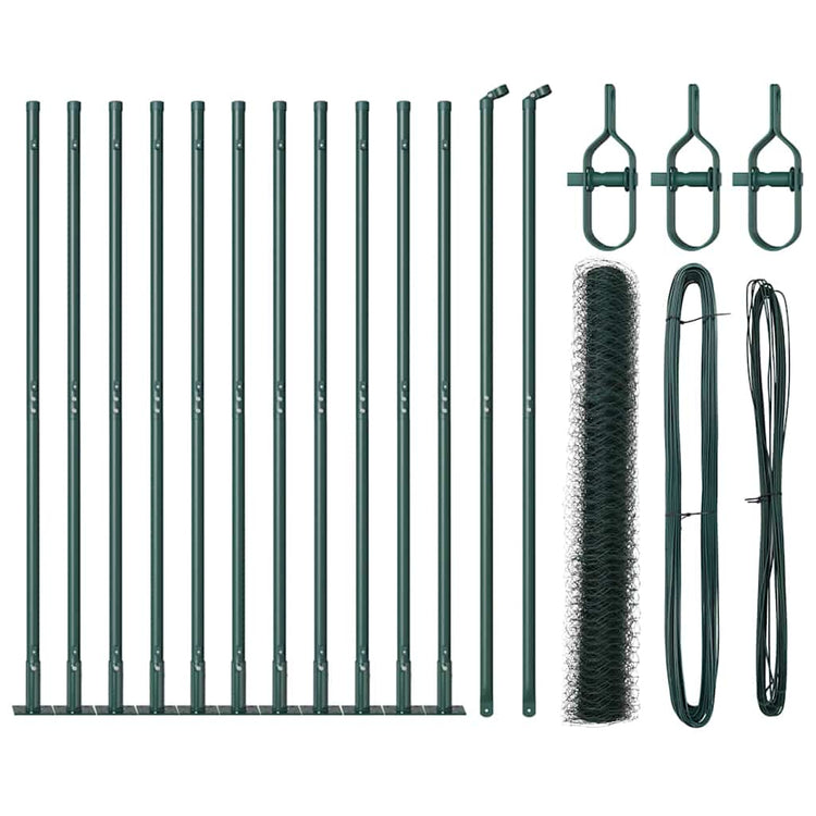 Vidaxl poteau de clôture vert 25 x 0,8 m (maille 50 mm) acier et PVC