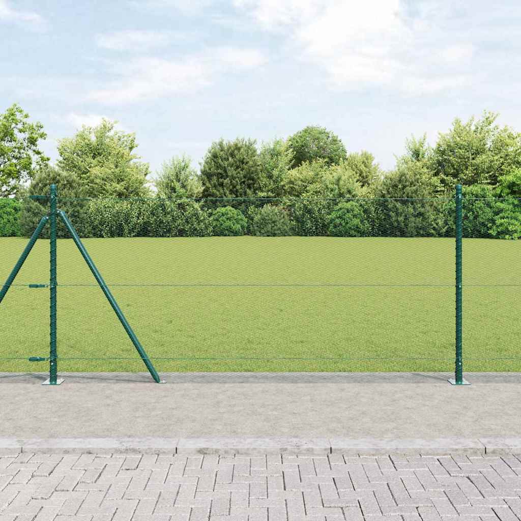Vidaxl poteau de clôture vert 25 x 1 m (maille 13 mm) acier