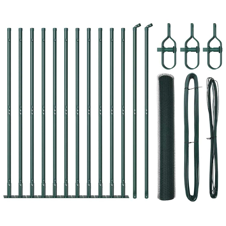 Vidaxl poteau de clôture vert 25 x 1 m (maille 25 mm) acier