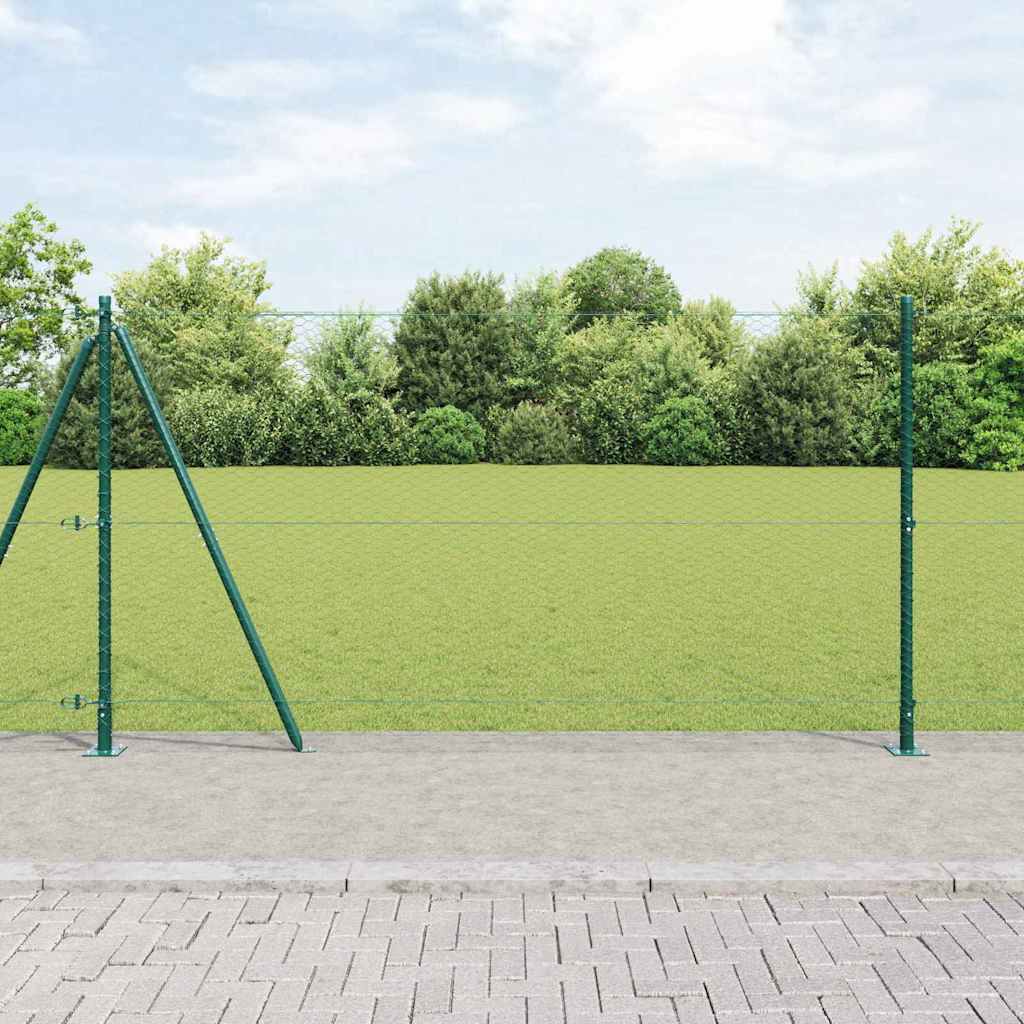 Vidaxl poteau de clôture vert 25 x 1,2 m (maille 25 mm) acier