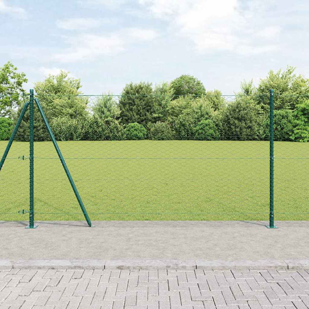 Vidaxl poteau de clôture vert 25 x 1,2 m (maille 36 mm) acier