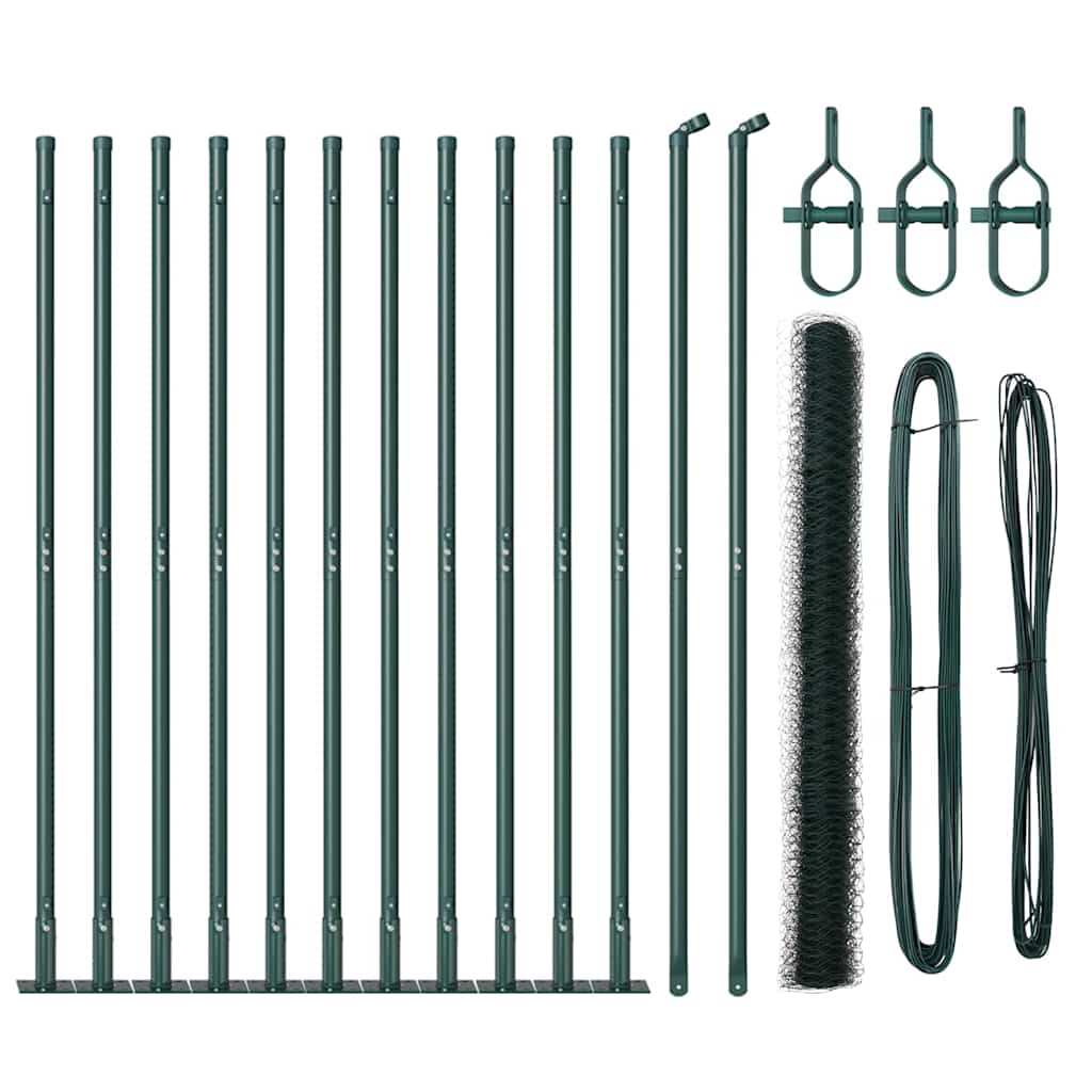 Poteau de clôture Vidaxl vert 25 x 1,4 m (maille 36 mm) acier et PVC