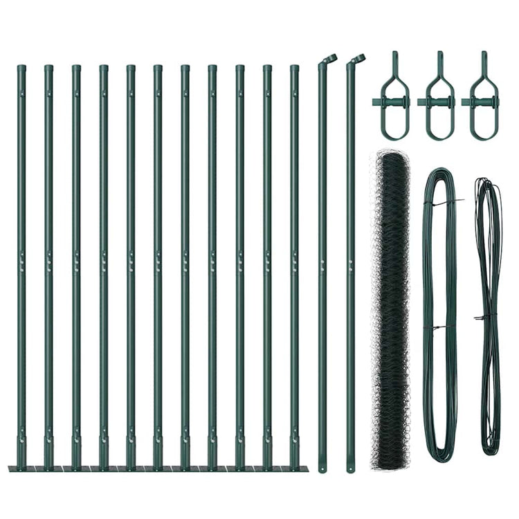 Vidaxl poteau de clôture vert 25 x 1,4 m (maille 50 mm) acier et PVC