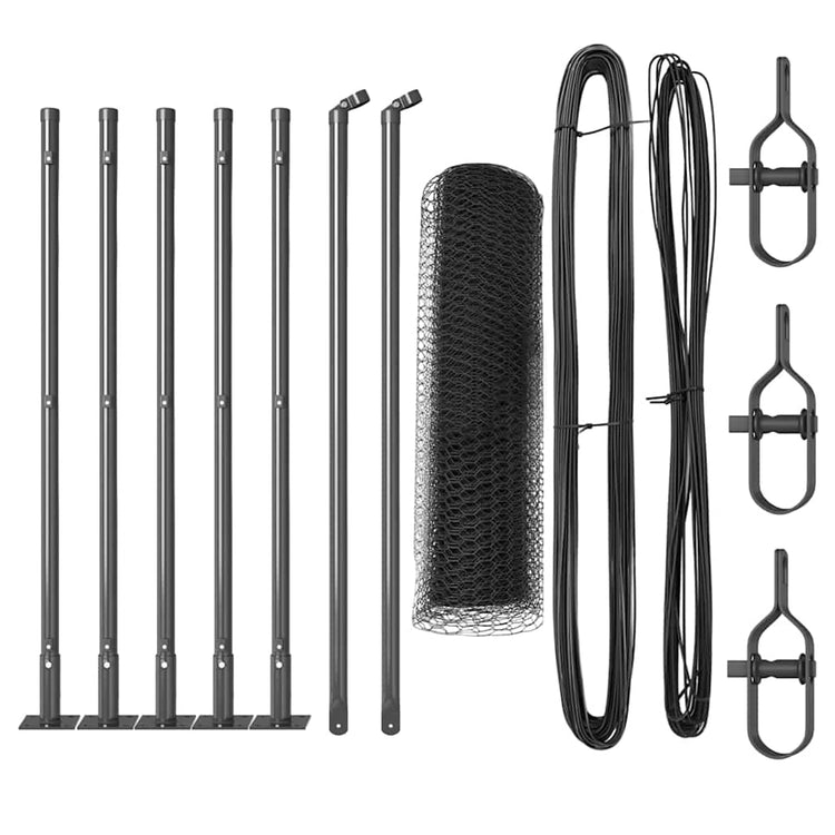 Poteau de clôture Vidaxl gris 10 x 0,4 m (maille 13 mm) acier et PVC