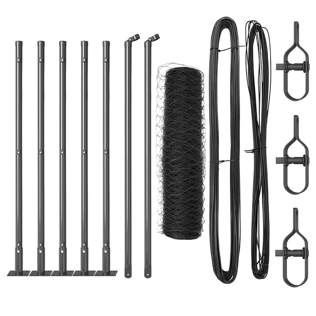 Vidaxl poteau de clôture gris 10 x 0,4 m (maille 36 mm) acier et PVC