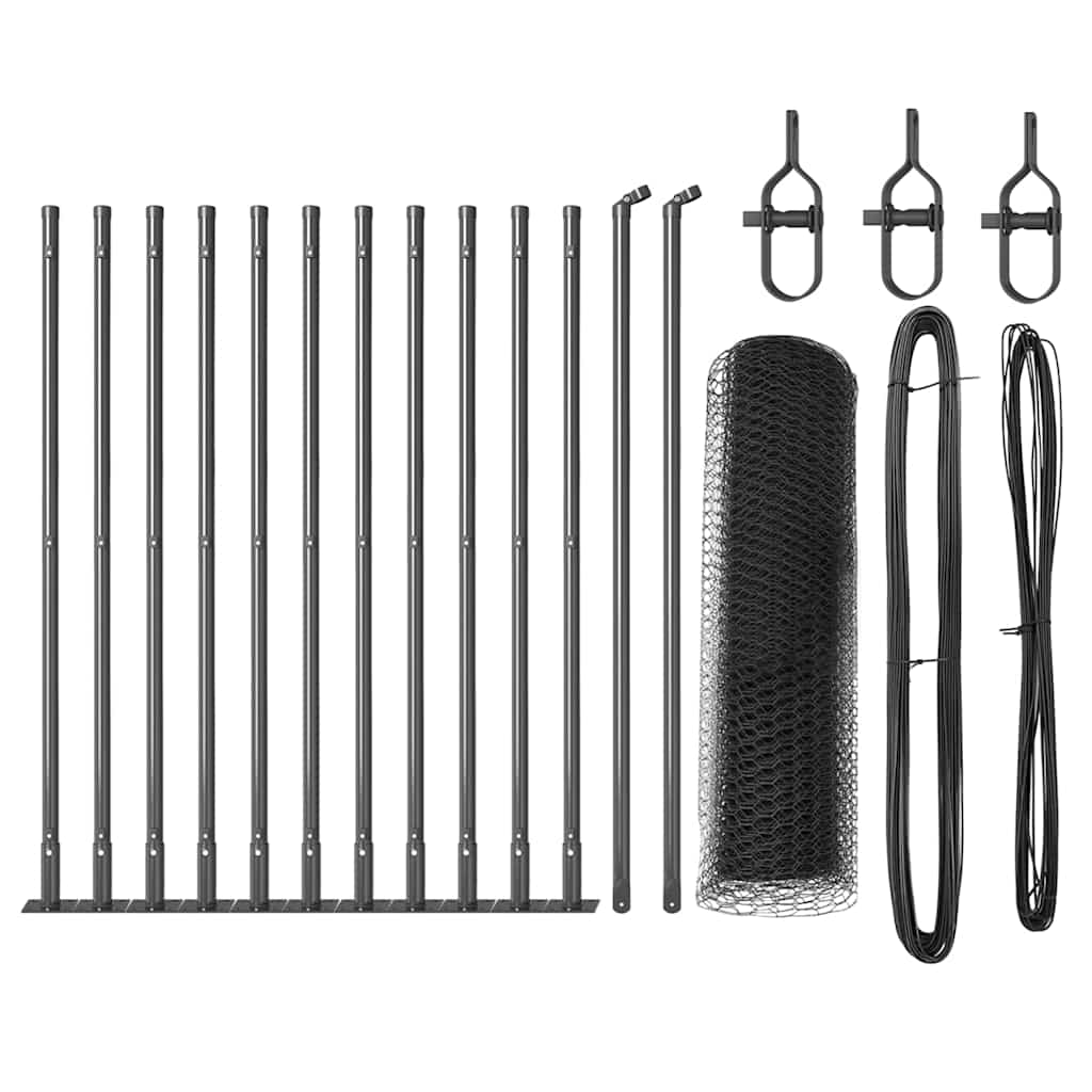 Poteau de clôture Vidaxl gris 25 x 0,6 m (maille 13 mm) acier et PVC