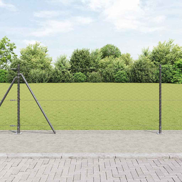Vidaxl poteau de clôture gris 25 x 0,8 m (maille 50 mm) acier et PVC