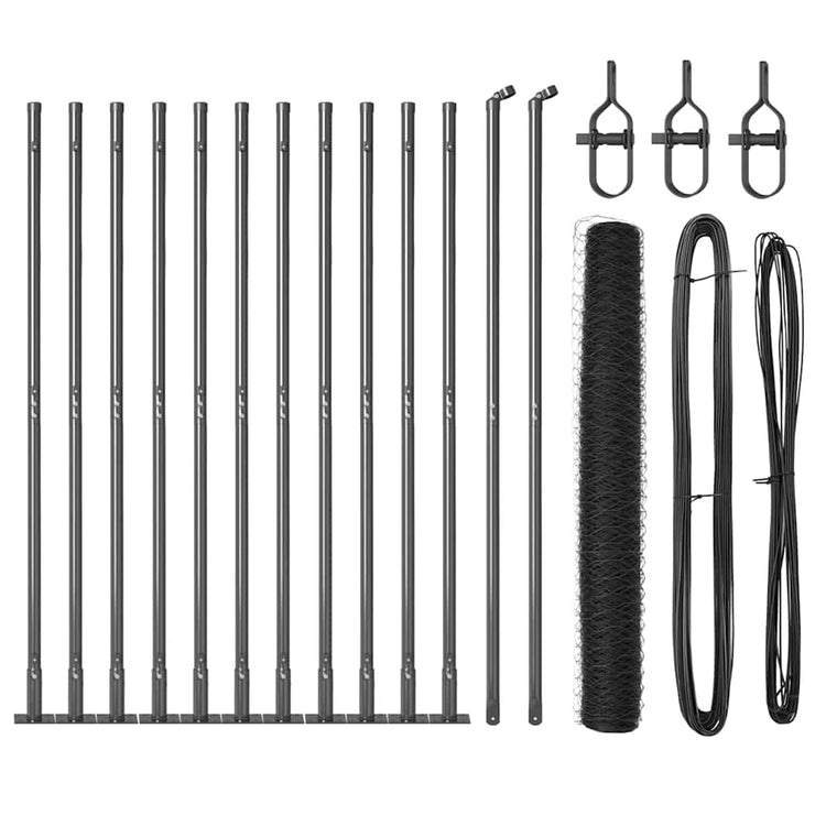 Vidaxl poteau de clôture gris 25 x 0,8 m (maille 50 mm) acier et PVC