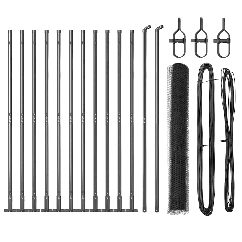 Vidaxl poteau de clôture gris 25 x 1 m (maille 13 mm) acier