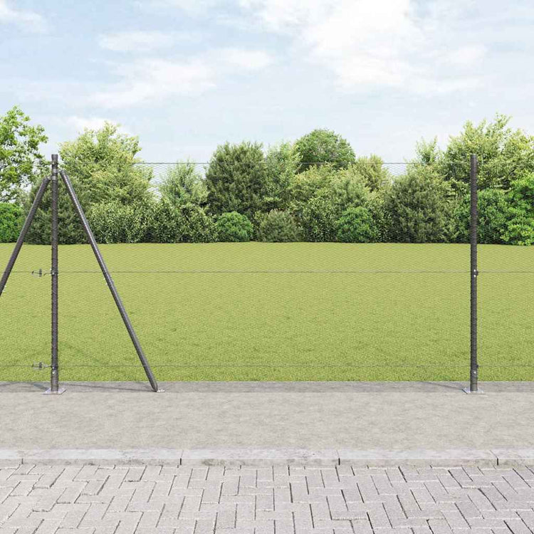 Vidaxl poteau de clôture gris 25 x 1,2 m (maille 13 mm) acier