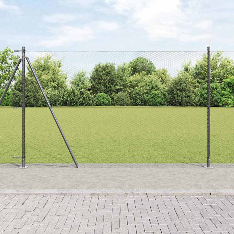 Poteau de clôture Vidaxl gris 25 x 1,4 m (maille 25 mm) acier et PVC