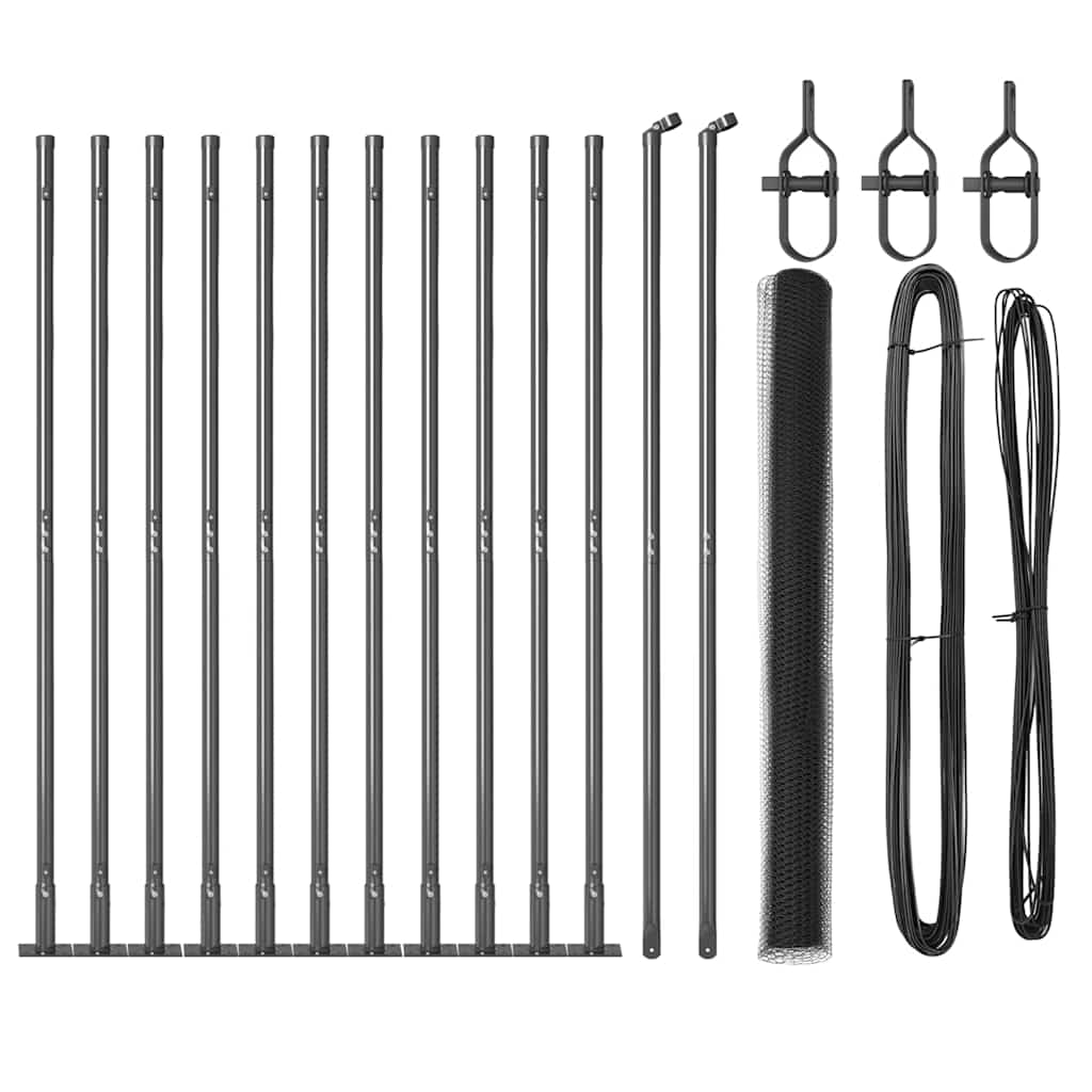 Poteau de clôture Vidaxl gris 25 x 1,4 m (maille 25 mm) acier et PVC