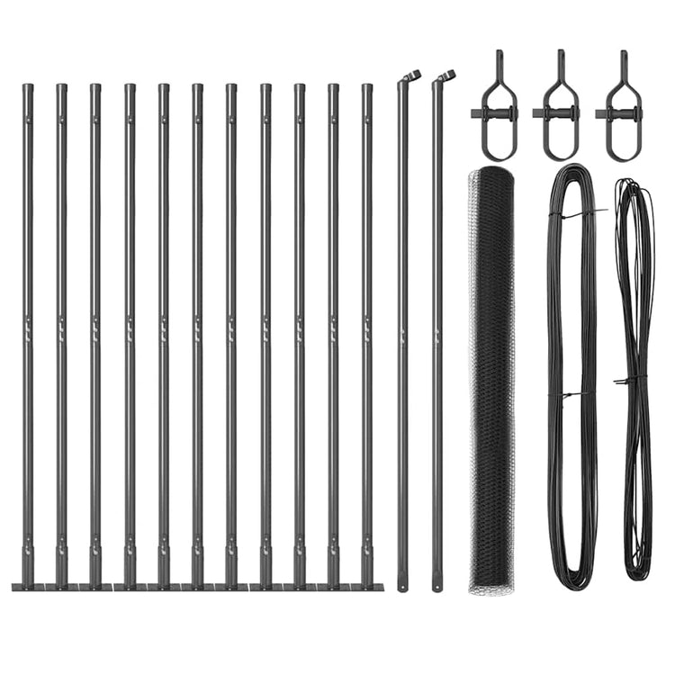 Poteau de clôture Vidaxl gris 25 x 1,4 m (maille 25 mm) acier et PVC