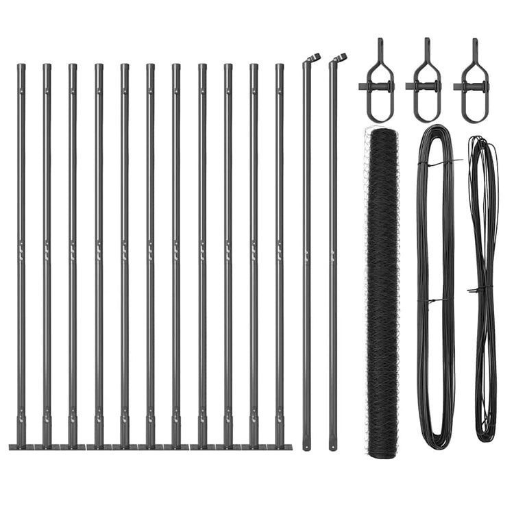 Vidaxl poteau de clôture gris 25 x 1,4 m (maille 50 mm) acier et PVC