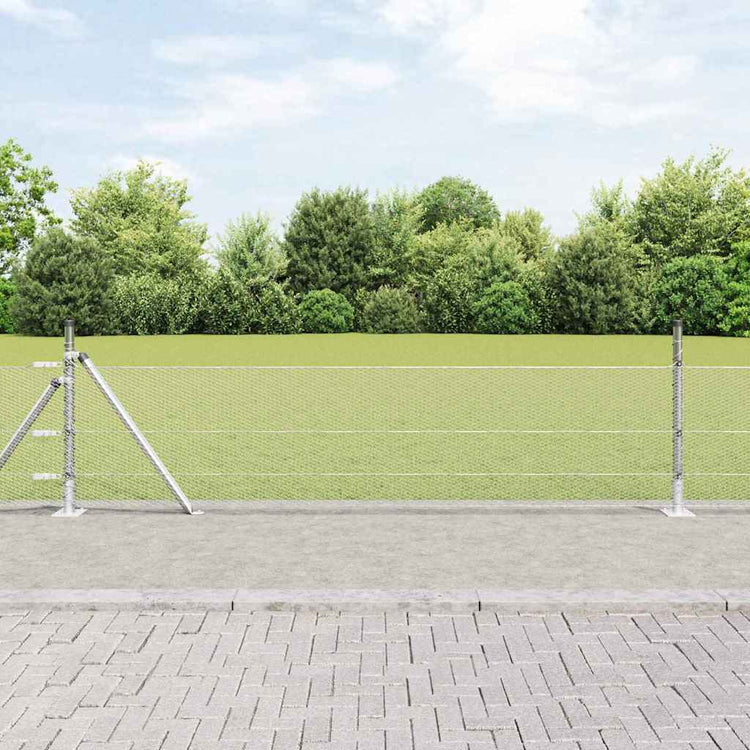 Vidaxl poteau de clôture argent 10 x 0,5 m (maille 13 mm) acier