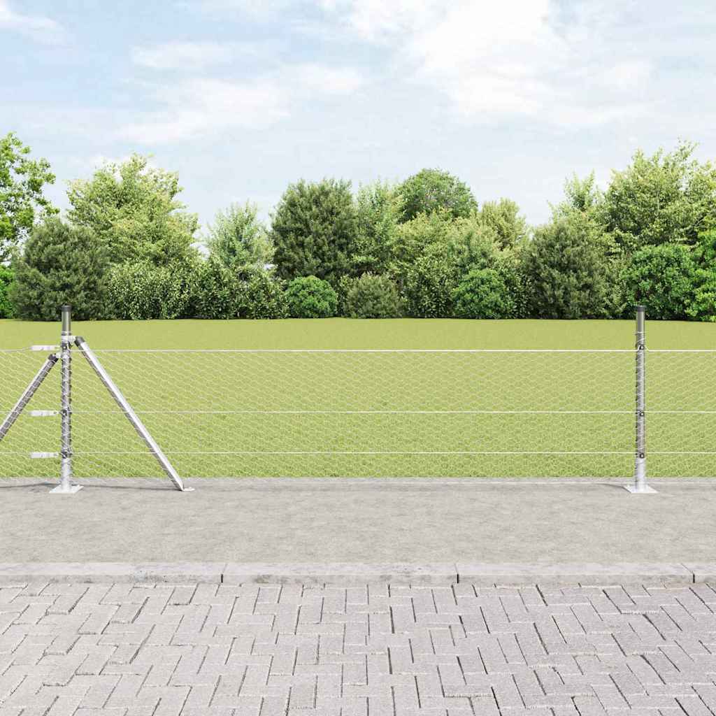 Vidaxl poteau de clôture argent 10 x 0,5 m (maille 25 mm) acier