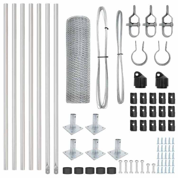 Vidaxl poteau de clôture argent 10 x 0,5 m (maille 25 mm) acier
