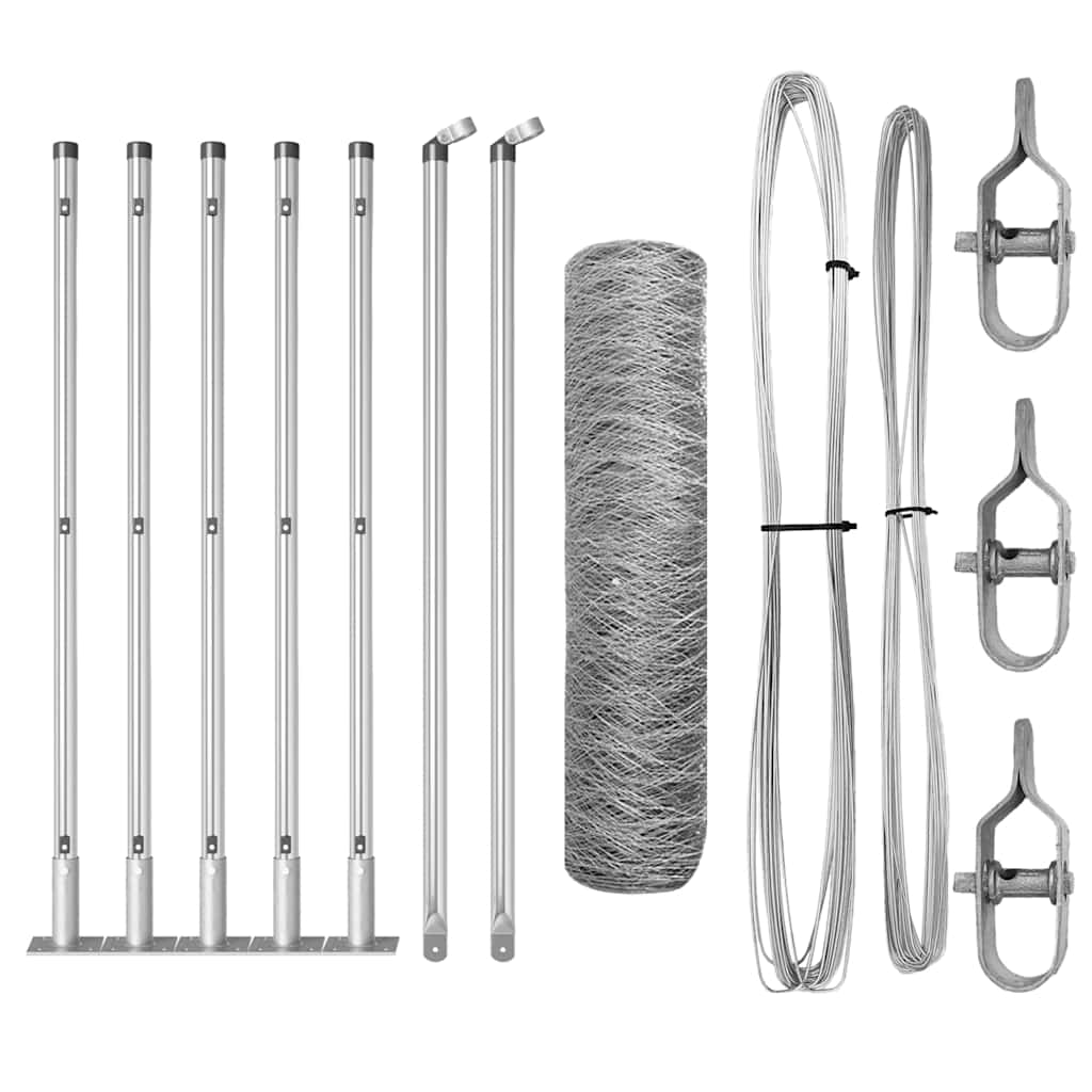 Vidaxl poteau de clôture argent 10 x 0,5 m (maille 50 mm) acier