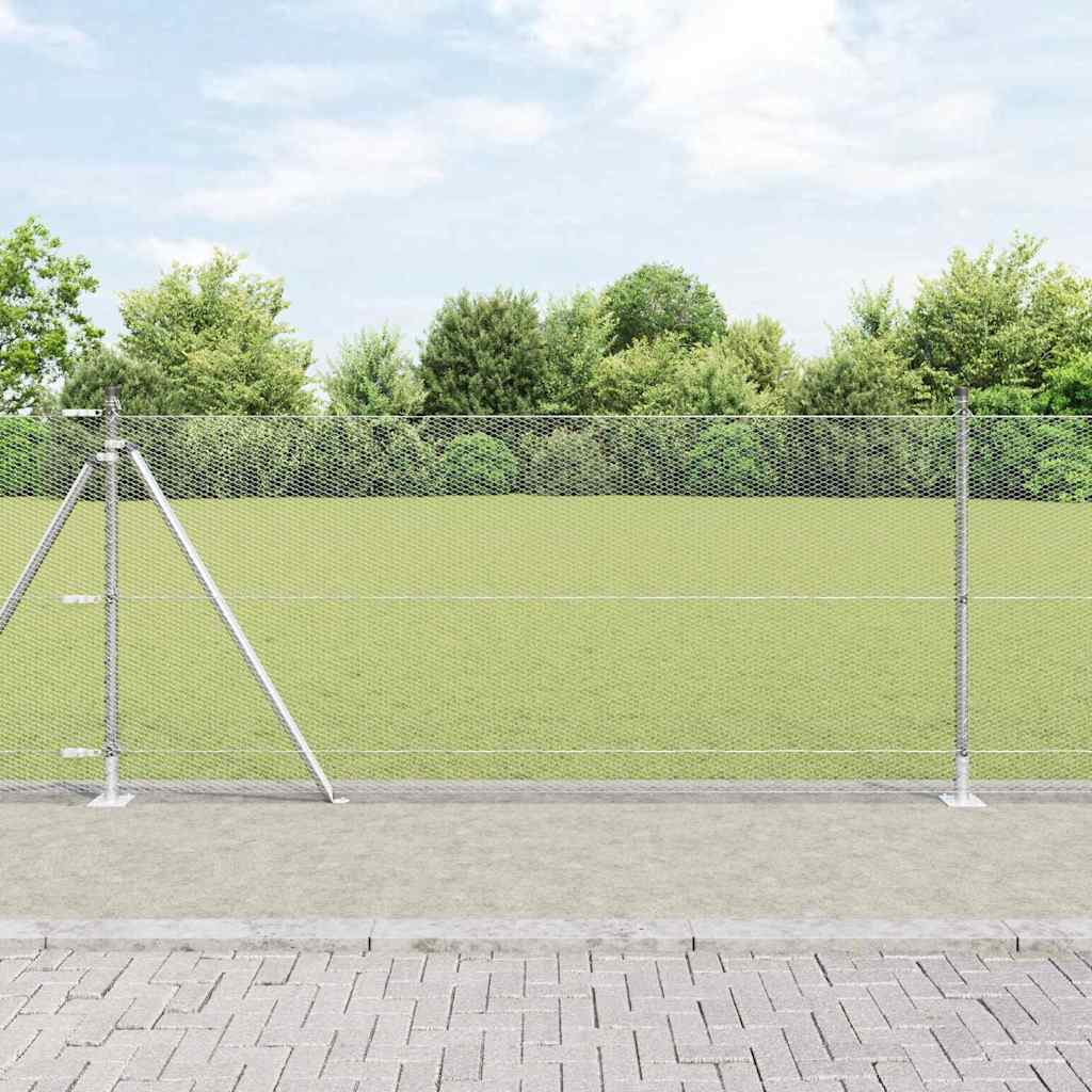 Vidaxl poteau de clôture argent 10 x 0,8 m (maille 13 mm) acier