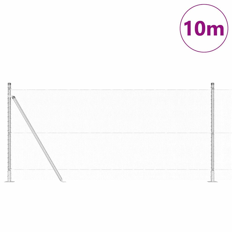 Vidaxl poteau de clôture argent 10 x 0,8 m (maille 13 mm) acier