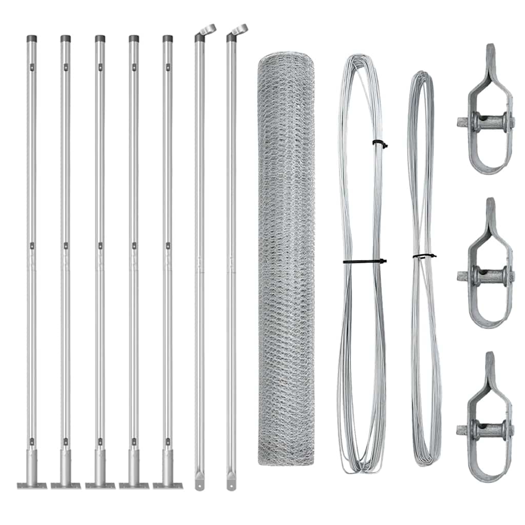 Vidaxl poteau de clôture argent 10 x 0,8 m (maille 25 mm) acier
