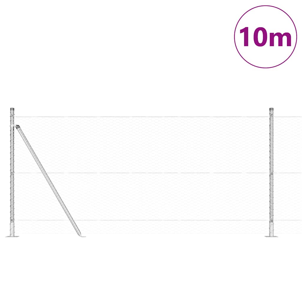 Vidaxl poteau de clôture argent 10 x 0,8 m (maille 25 mm) acier