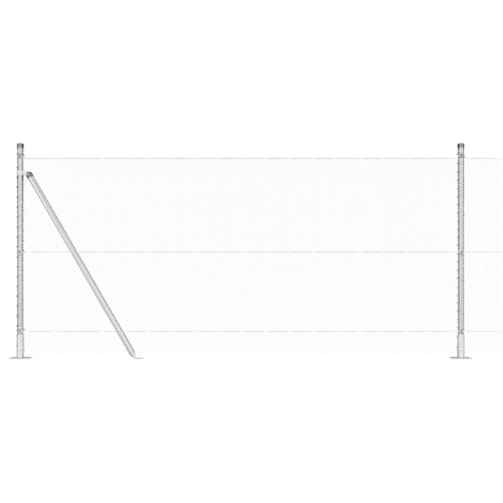 Vidaxl poteau de clôture argent 10 x 1 m (maille 13 mm) acier