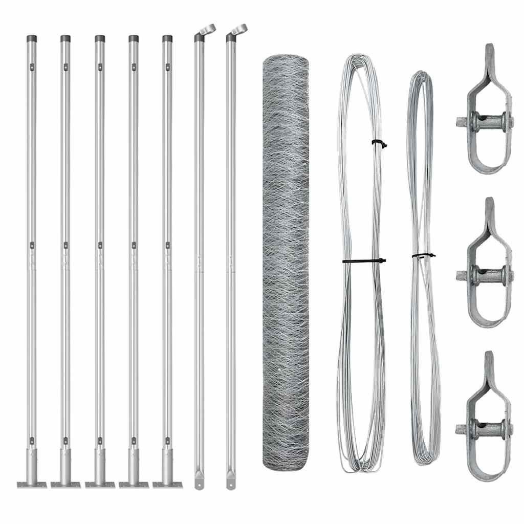 Vidaxl poteau de clôture argent 10 x 1 m (maille 36 mm) acier