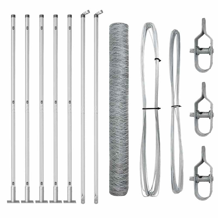 Vidaxl poteau de clôture argent 10 x 1 m (maille 36 mm) acier