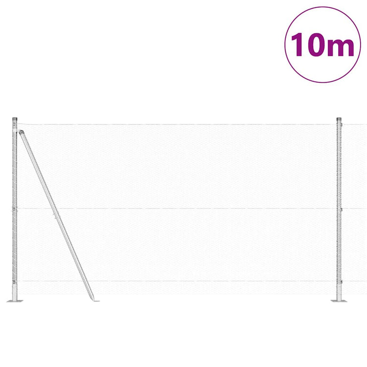 Vidaxl poteau de clôture argent 10 x 1,2 m (maille 13 mm) acier