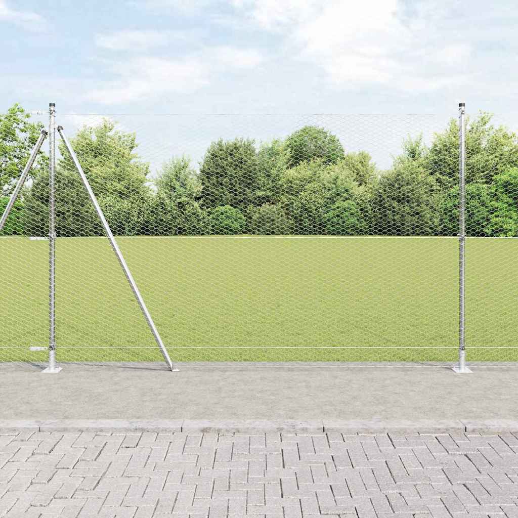 Vidaxl poteau de clôture argent 10 x 1,4 m (maille 25 mm) acier