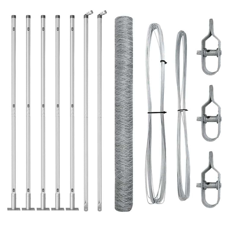 Vidaxl poteau de clôture argent 10 x 1,4 m (maille 50 mm) acier
