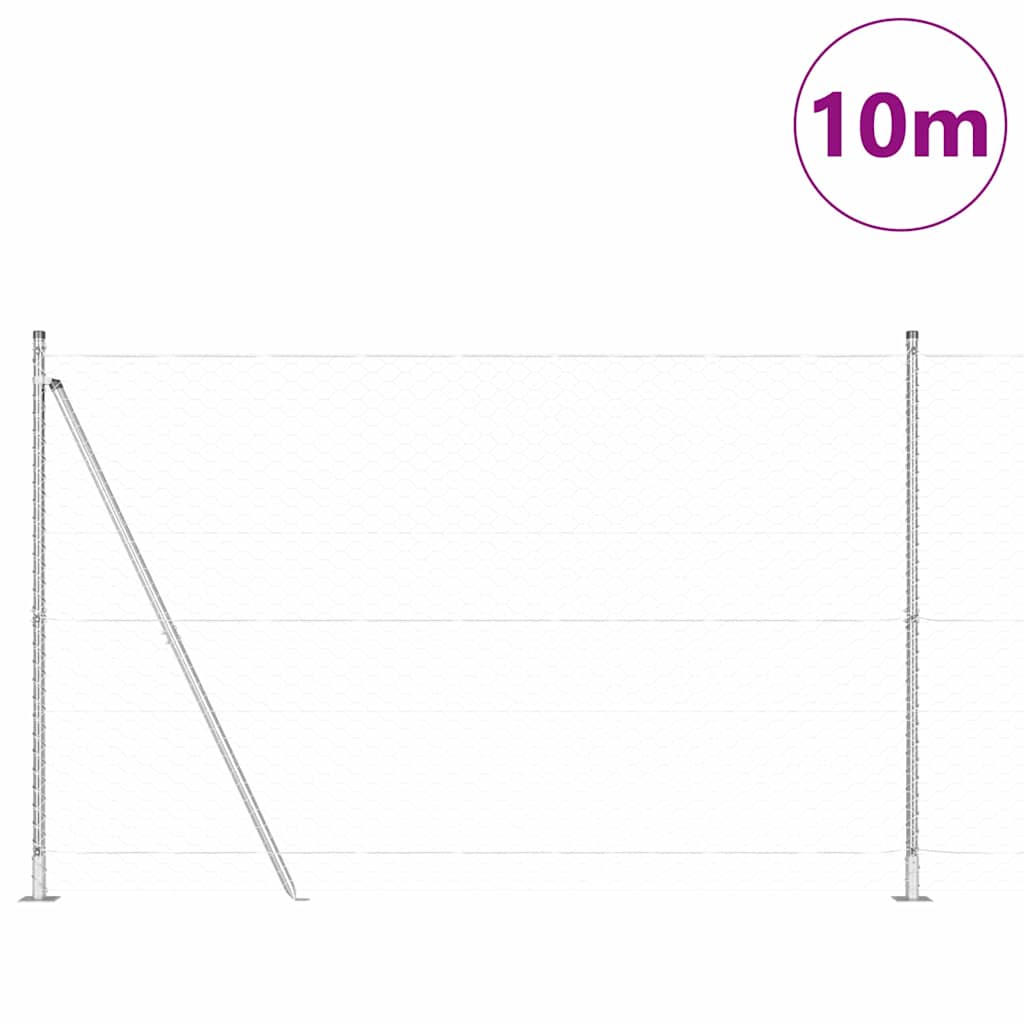 Vidaxl poteau de clôture argent 10 x 1,4 m (maille 50 mm) acier