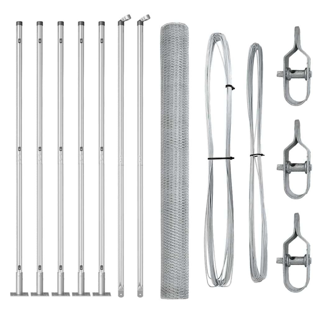 Vidaxl poteau de clôture argent 10 x 1,5 m (maille 13 mm) acier
