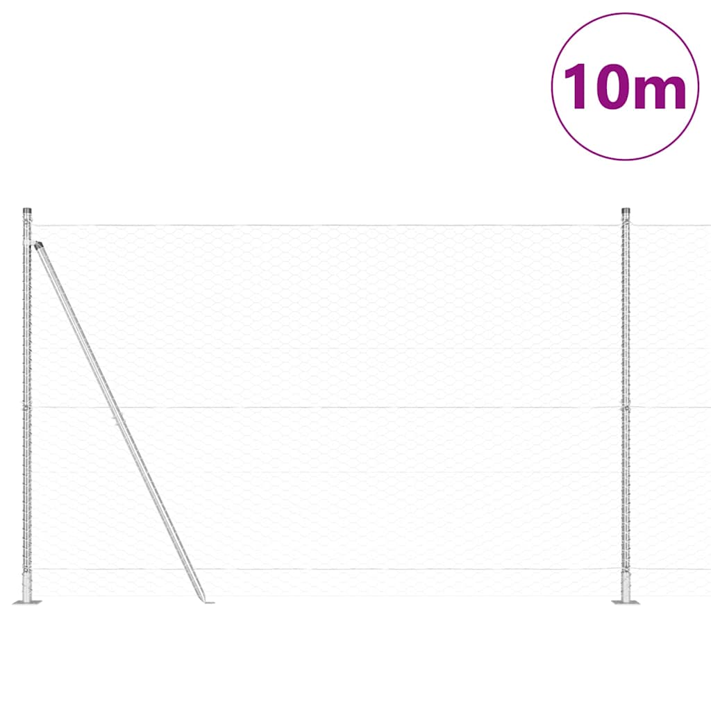 Vidaxl poteau de clôture argent 10 x 1,5 m (maille 36 mm) acier