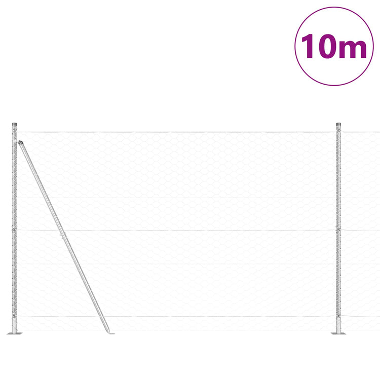 Vidaxl poteau de clôture argent 10 x 1,5 m (maille 50 mm) acier