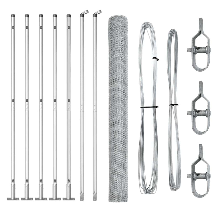 Vidaxl poteau de clôture argent 10 x 1,6 m (maille 13 mm) acier