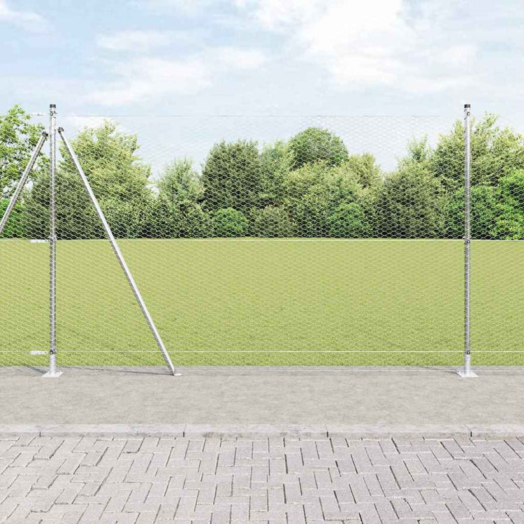Vidaxl poteau de clôture argent 10 x 1,6 m (maille 25 mm) acier