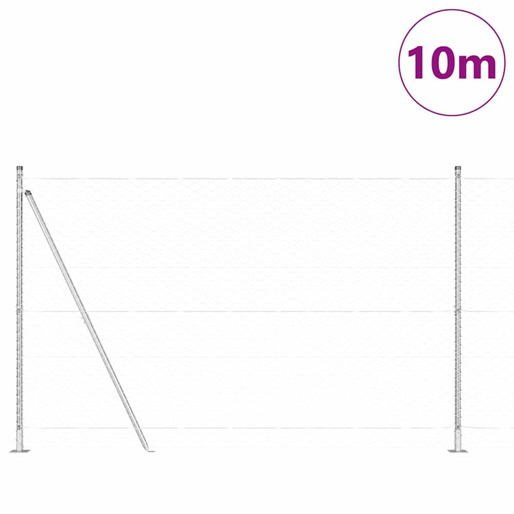 Vidaxl poteau de clôture argent 10 x 1,6 m (maille 50 mm) acier