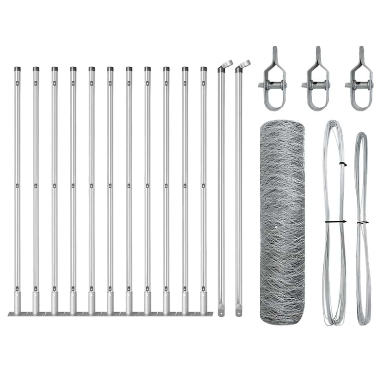 Vidaxl poteau de clôture argent 25 x 0,4 m (maille 36 mm) acier