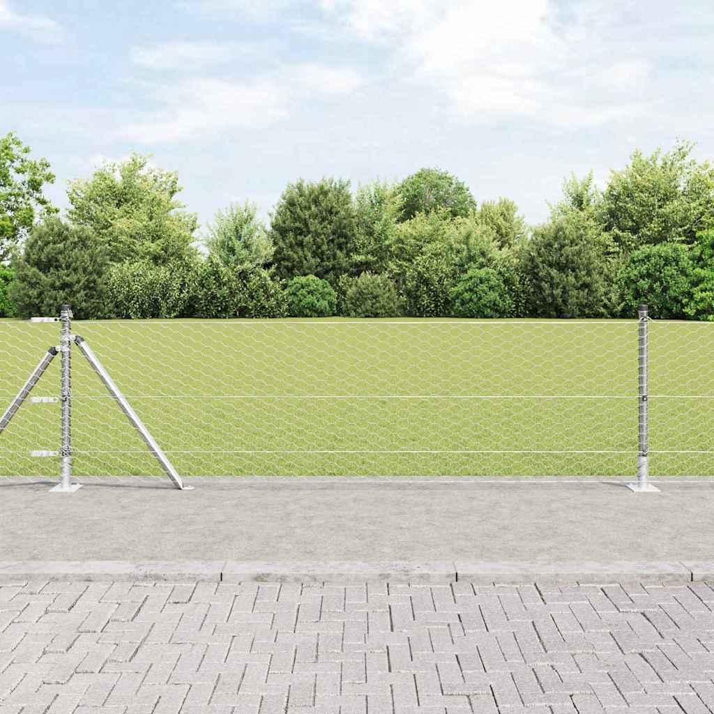 Vidaxl poteau de clôture argent 25 x 0,5 m (maille 36 mm) acier