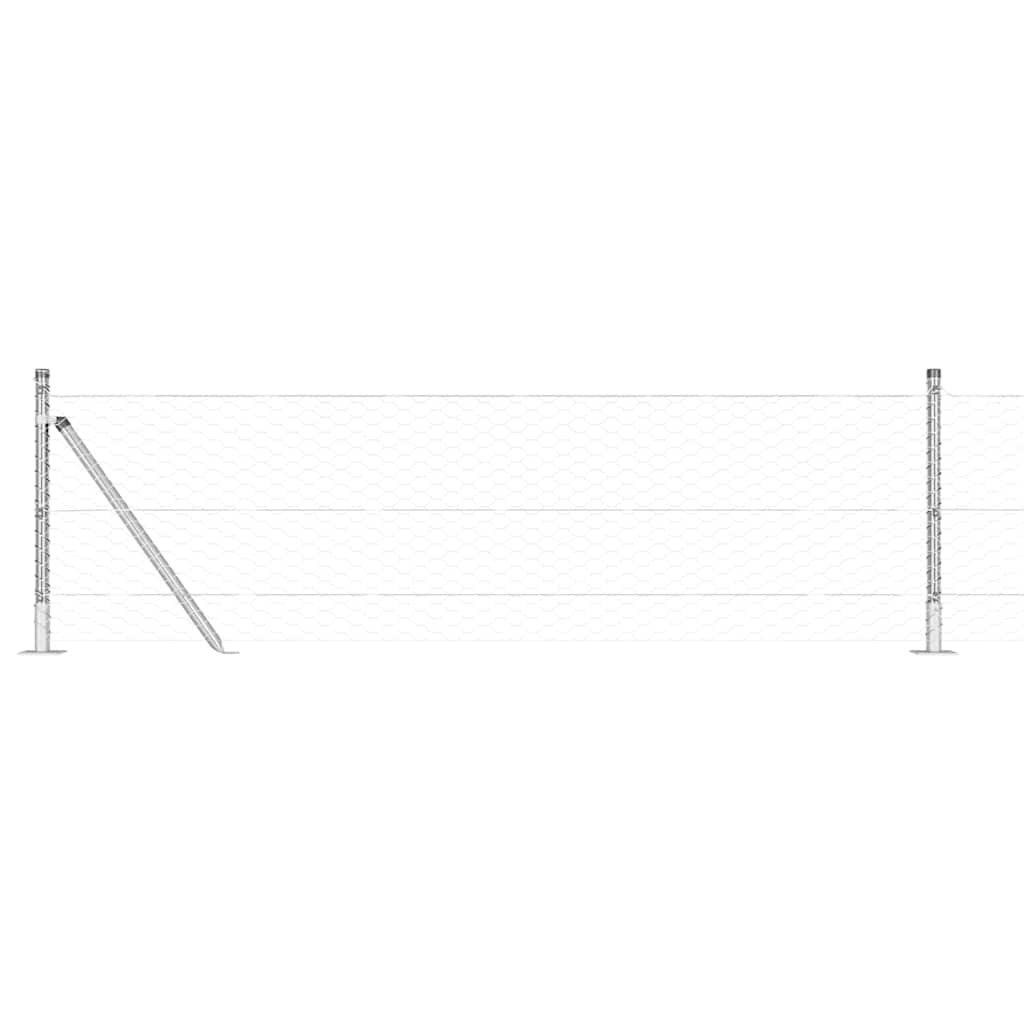Vidaxl poteau de clôture argent 25 x 0,5 m (maille 36 mm) acier