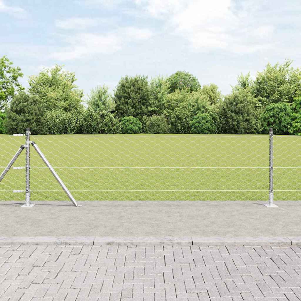 Vidaxl poteau de clôture argent 25 x 0,5 m (maille 50 mm) acier