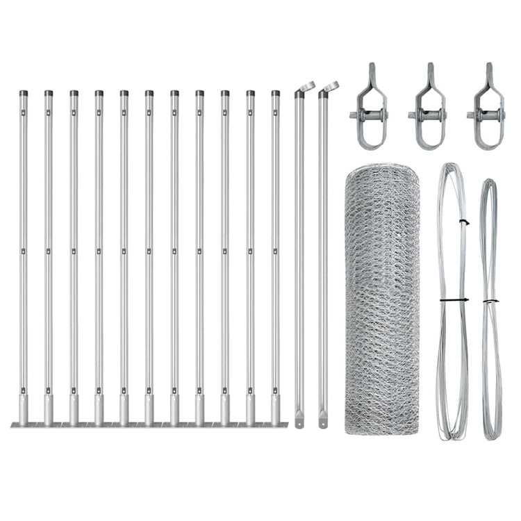 Vidaxl poteau de clôture argent 25 x 0,6 m (maille 25 mm) acier