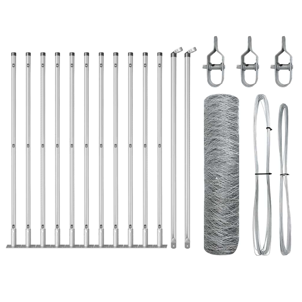 Vidaxl poteau de clôture argent 25 x 0,6 m (maille 50 mm) acier