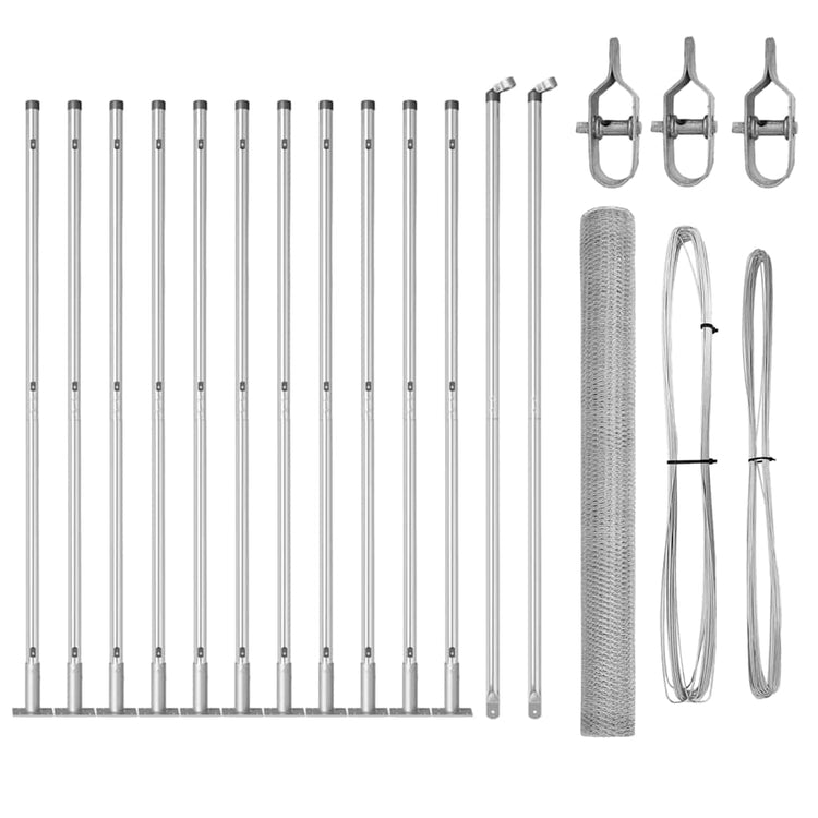 Vidaxl poteau de clôture argent 25 x 1,4 m (maille 25 mm) acier