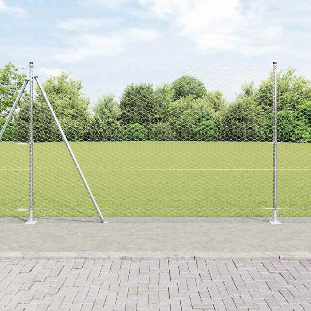 Vidaxl poteau de clôture argent 25 x 1,4 m (maille 36 mm) acier